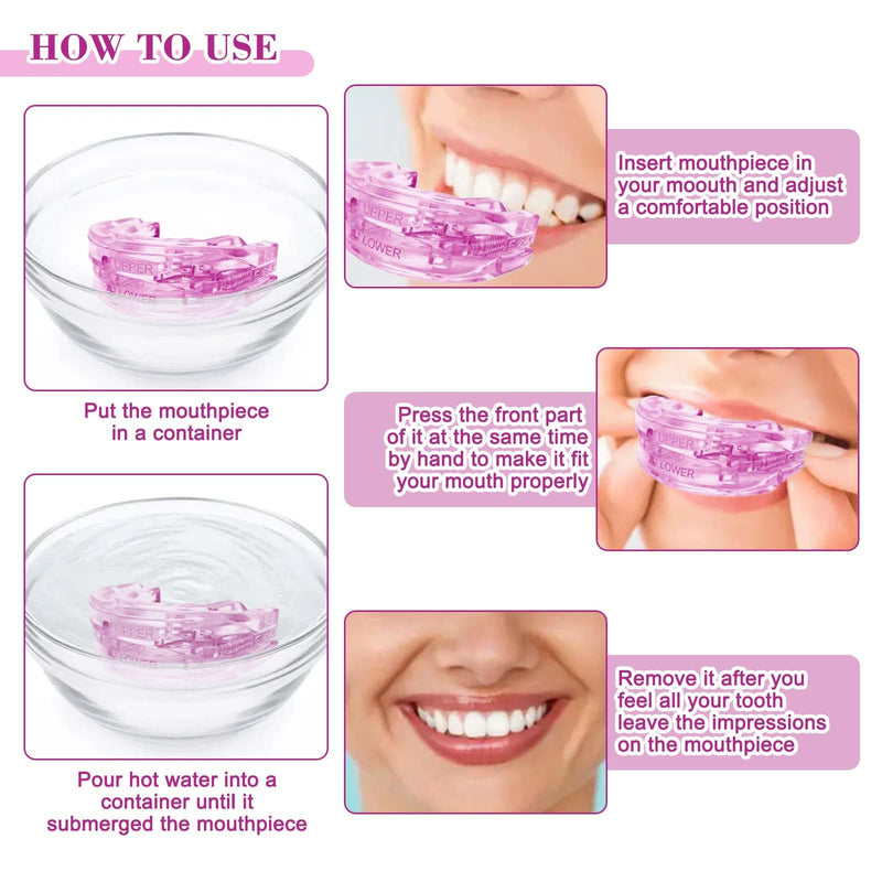 [Australia] - Anti-snoring splint, snoring splint, adjustable grinding splint for night, efficient grinding splint, prevents nighttime snoring and teeth clenching, improves sleep quality (pink) 