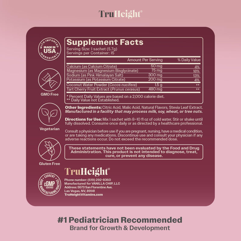 TruHeight Hydration Packets (Grape) Kids, Teens & Adults Fast Hydration, Energy & Recovery - Dehydration Relief Electrolytes Powder Packets for Athletes - Sugar Free, Zero Calorie, Non-GMO, Vegan