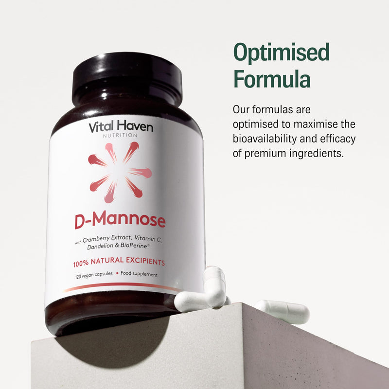 UTI/Bladder Supplement - D-Mannose + Cranberry Extract + Dandelion Root + Vitamin C - UK Made