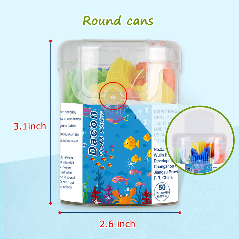 Kids Flossers, Kids Dental Floss Picks Without Fluoride, Unflavored, 4 Colors Ocean Animals Shaped Makes Flossing Fun, 50 Count (Pack of 4) 50 Count (Pack of 4)