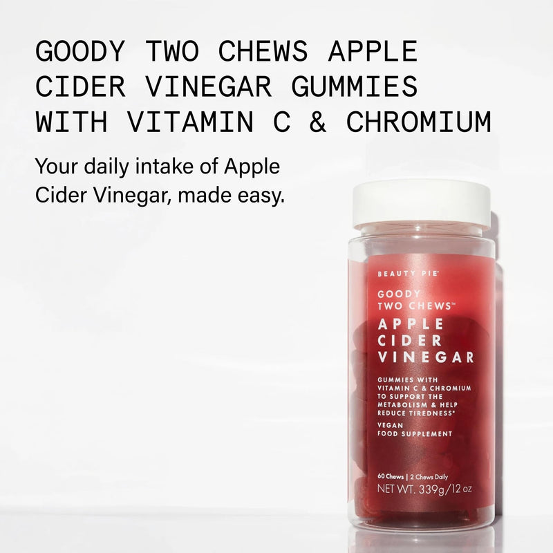 Beauty Pie Goody Two Chews Apple Cider Vinegar Gummies | Metabolism Booster | Apple Cider Vinegar Gummies | Supports Metabolism & Wellness | Immune Support | Vegan Gummies With Vitamin C