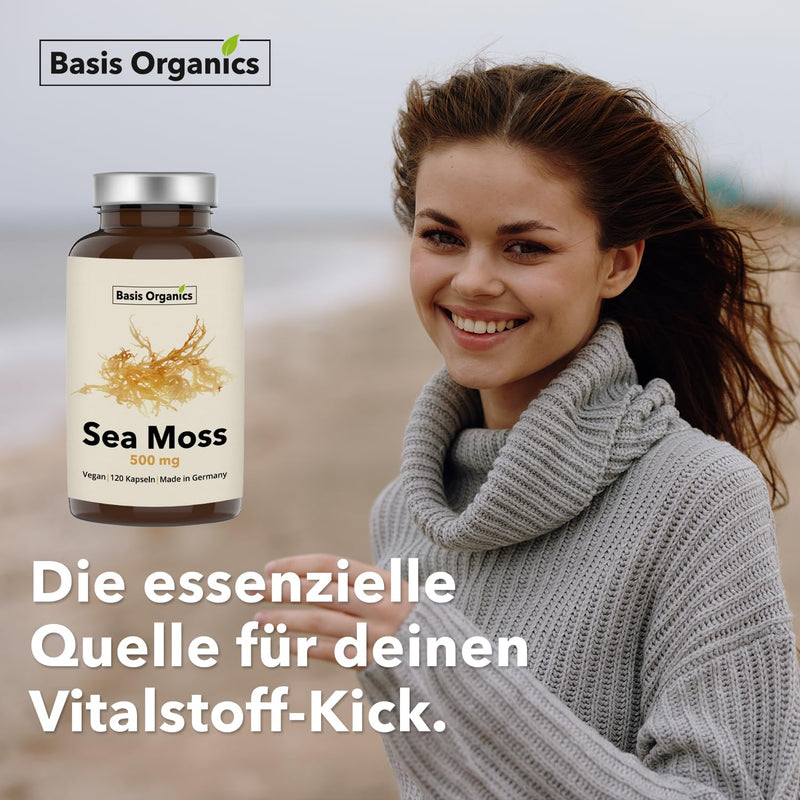 [Australia] - Sea Moss capsules from the alga Irish Moss - 100% natural cartilage kelp, sea moss from wild collection - Stimulates hair growth - Produced & laboratory tested in Germany - 120 capsules (60 days) 
