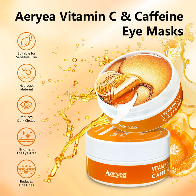 Vitamin C & Caffeine Under Eye Patches for Men & Women 60 Pairs | Eye Masks for Dark Circles, Fine Lines and Puffiness, with Niacinamide Hydra-Gel Collagen, Skincare for Face - 2 PACK 120 Count (Pack of 2)
