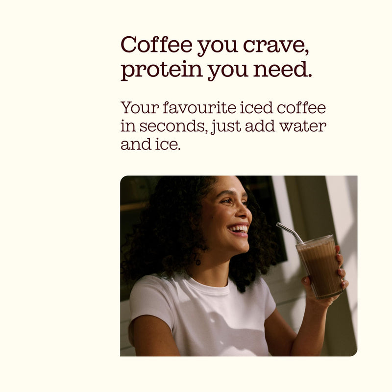 Protein Iced Coffee | 19g Protein & 80mg Caffeine per Serving | Only 97Kcal | Low Calorie + High Protein | Whey Protein & Pea Protein Isolate Blend + Digestive Enzymes | Café Frappé | Free Soul