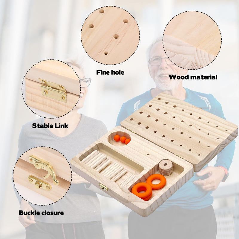 [Australia] - Wooden Pegboard Hand Therapy Tool, 36-Hole Finger Exercise Board with Pegs for Adults, Occupational Therapy & Rehabilitation to Improve Fine Motor Skills 