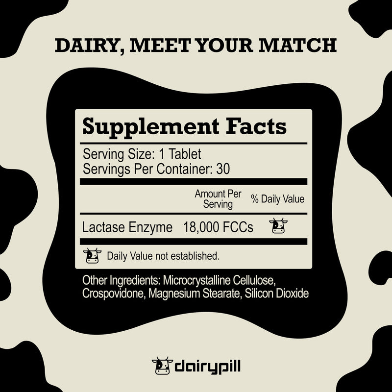 [Australia] - DairyPill Lactase Enzyme Supplements to Support Lactose Digestion, 18,000 FCCs per Pill, Portable, Easy to Swallow, Preservative and Gluten Free, American Made, Non GMO, 30 Count 30 Count (Pack of 1) 