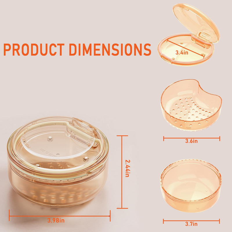 [Australia] - 2 in 1 Retainer Case Retainer Bath Case for Cleaning and Store Retainer Mouth Guard Aligner Night Guard Partial Denture, All-in-one Retainer Bath and portable storage case Orange 