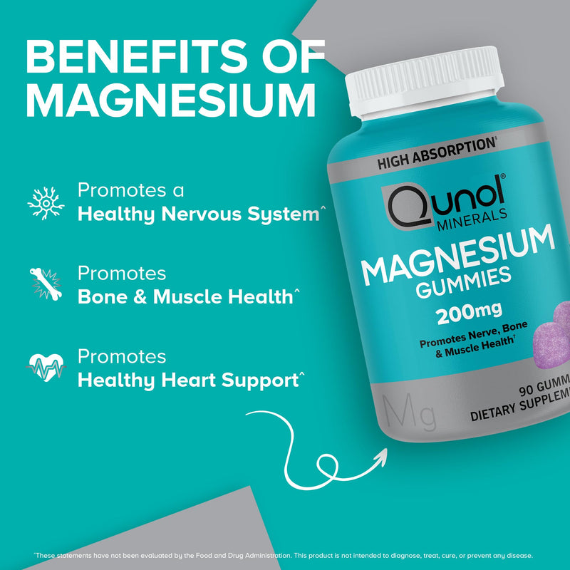 [Australia] - Qunol Magnesium Gummies for Adults, 200mg Elemental Magnesium (from 1,750mg Magnesium Citrate), High Absorption Magnesium Supplement, Supports Nerve, Bone and Muscle Health, Vegetarian, 90 Count Berry 90 Count (Pack of 1) 