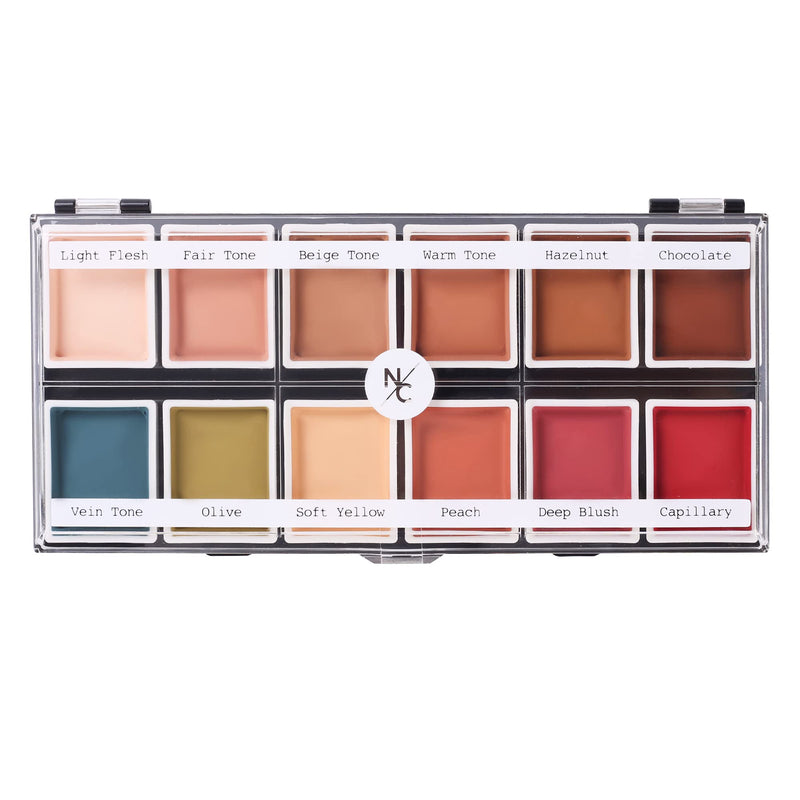 [Australia] - Narrative Cosmetics 12-Color Flesh Tone Alcohol-Activated Palette, Tattoo Cover, Highly Pigmented Professional SFX Makeup for Film, Theatre, TV 