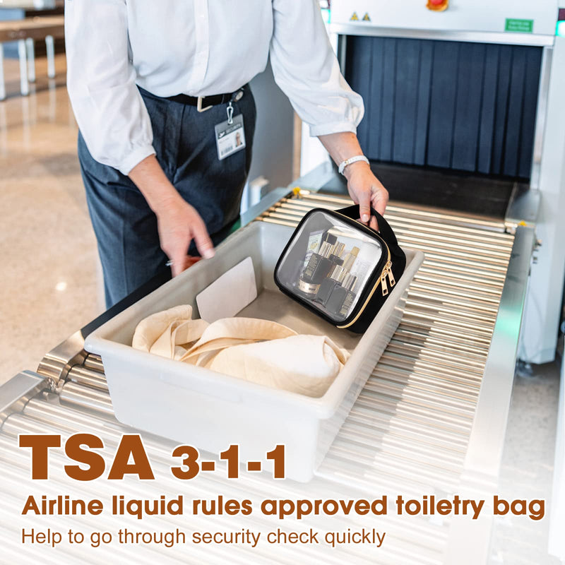 TSA Approved Toiletry Bag, 2 Pack Clear Makeup Bags with Handles，Weekender Bag for Women, Large Travel Duffel Bag, Portable Travle Bag Carry on Overnight Bag