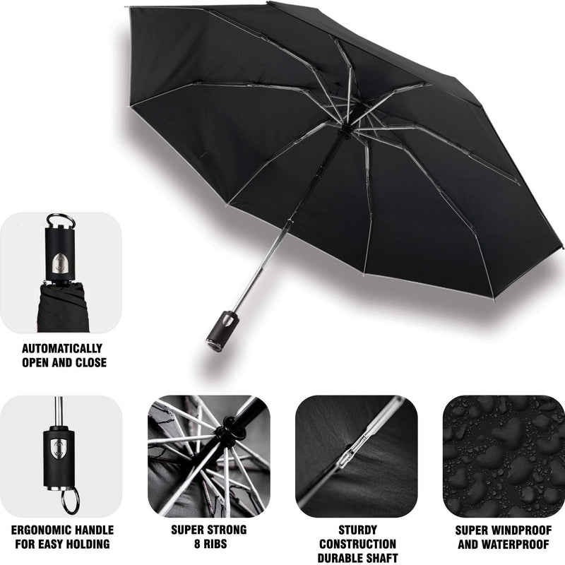 2 PCS Premium Windproof Umbrellas for Rain Compact Black and Blue Umbrella for Women and Men Automatic Open Close Folding