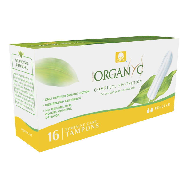 Organyc - 100% Certified Organic Cotton Tampons - No Applicator, Free from Chlorine, Perfumes, Rayon, and Chemicals - Normal, regular, 16 Count (Pack of 1) (R00992)