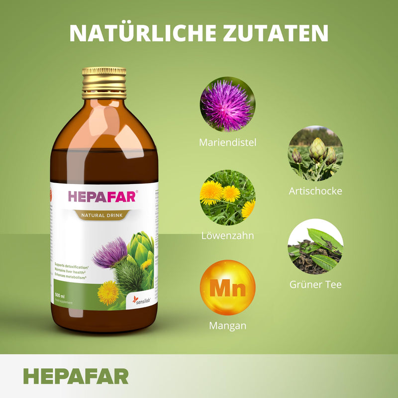 [Australia] - Liver cure - 500 ml for 20 days - milk thistle, green tea, manganese, dandelion & artichoke - liver tea - 80% silymarin - Hepafar Drink Sensilab Detox drink 