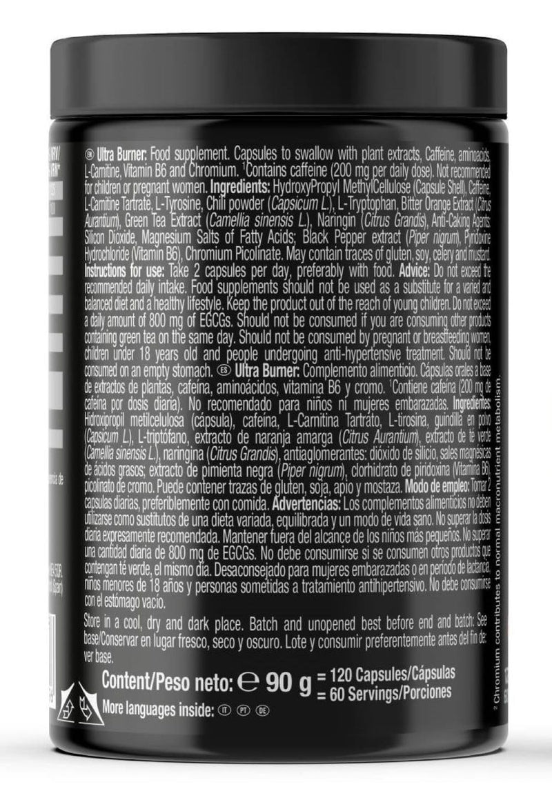 Weider Ultra Burner 120 caps, Powerful thermogenic Formula, with Plant extracts and Caffeine, L-Carnitine, Chromium and Vitamin B6, 100% Vegan