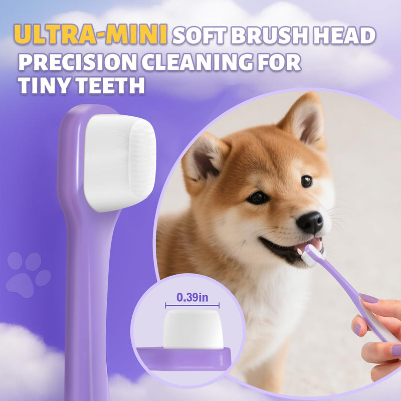 Vet Recommended Small Dog Teeth Brushing Kit - Soft Brush and Finger Brush removes 99% of Plaque, Natural Coconut Chicken-Flavored Toothpaste 2.5 oz. for Fresh Breath 2.5oz-Coconut Chicken
