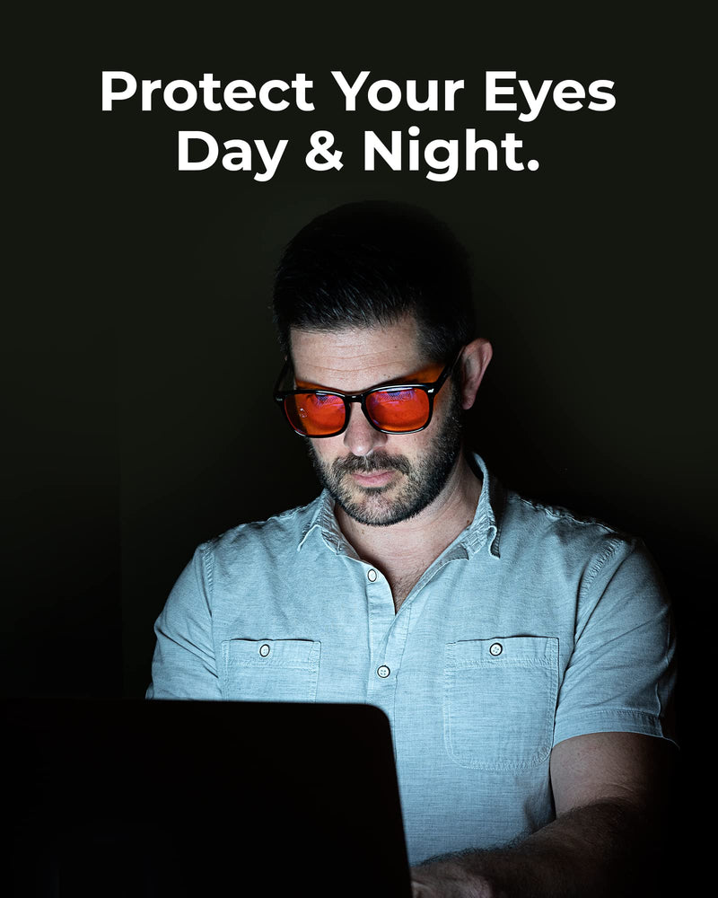 [Australia] - Blue Light Blocking Glasses for Women + Men - Better Sleep + Anti Eye Strain Protection - Computer Screens & Gaming B1 Black A1 Night-Max Orange 