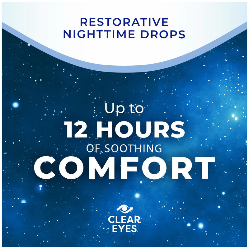 Clear Eyes Nighttime Restoring Eyes Drops, Nighttime Relief Dry Eye Drops, 0.5 Fl Oz