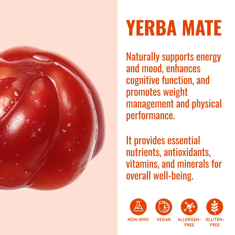 [Australia] - Yerba Mate Gummies, Yuzu & Ginger - Made with Organic, Unroasted Yerba Mate. Free from Added Caffeine. Vegan, Non-GMO, Gluten-Free, Kosher. 50 Delicious Supplement Gummies 