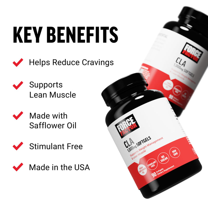 [Australia] - FORCE FACTOR CLA Supplements, CLA 3000 mg, Conjugated Linoleic Acid to Support Body Composition and Lean Muscle Mass, Made from Safflower Oil, Stimulant Free, Non-GMO, 90 Softgels 
