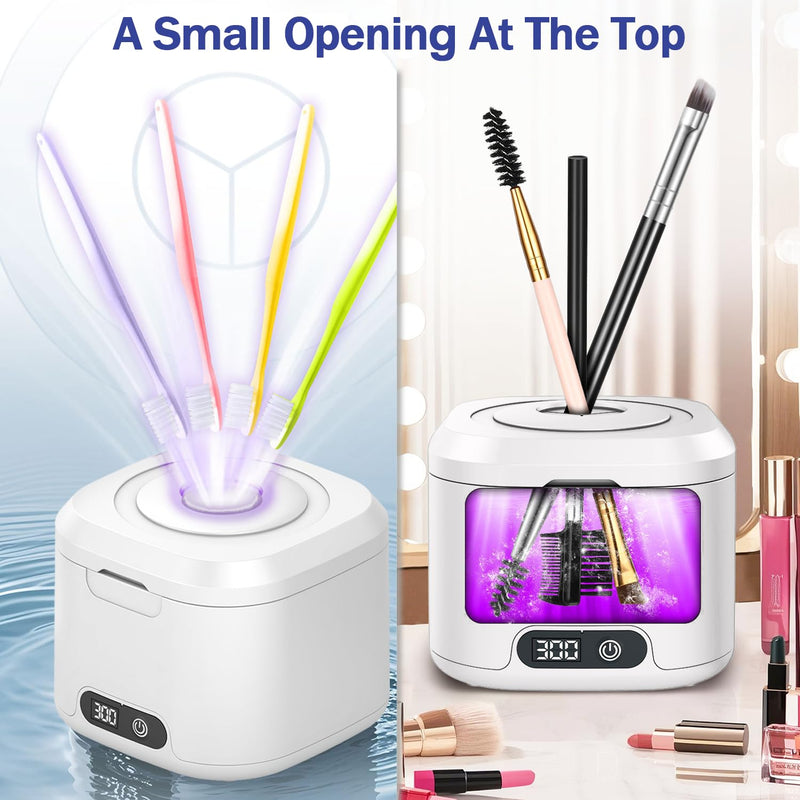 [Australia] - Ultrasonic Retainer Cleaner with UV, 300ML, 49kHz, Dental Cleaning Pod for Dentures, Aligners, Night Guards, Braces, Toothbrush Heads, Jewelry, Mouth Guard, 4 Modes with Digital Timer 