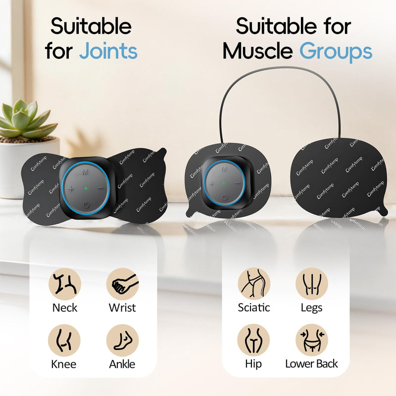 Comfytemp Wireless TENS Unit Muscle Stimulator for Pain Relief with Remote | Portable Rechargeable TENS Machine 2 Sets, 30 Modes, for Back/Neck/Shoulder/Sciatica/Limbs, Gift for Women Men, Carry Case Blue