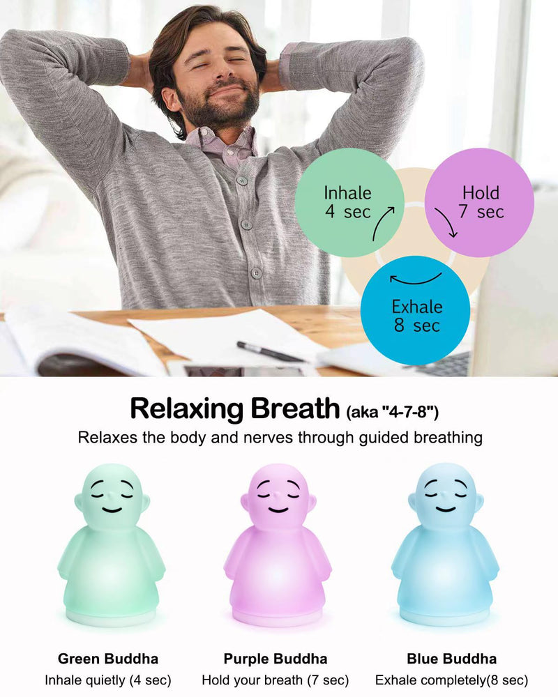 [Australia] - Mindfulness Meditation Anxiety & Stress Relief Tool - Relaxing for Adults Kids - Upgraded 2 in 1 Touch Breathing Night Light Sleep Aid & ADHD Tools for Women Men Pack of 1 