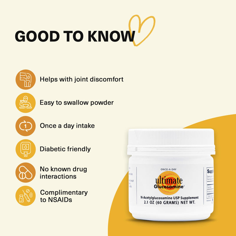 [Australia] - Ultimate Glucosamine Wellesley Therapeutics Inc, Aids Joint Repair, Mobility & Comfort, Long Term Joint Maintenance, Non-GMO, Gluten-Free, Dairy-Free, Diabetic Friendly, 60g, 30 Servings 