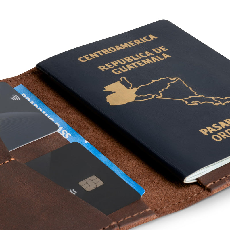 Hide & Drink, Passport and Card Organizer, Holds Up to 6 Cards Plus Folded Bills, Travel Essentials Sleeve Case, Full Grain Leather, Handmade, Bourbon Brown