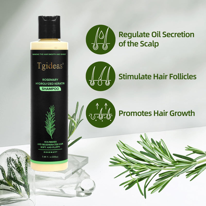 Rosemary Biotin Volumizing Shampoo for Thinning Hair, 7.4 Fl Oz | Keratin Strengthening, Helps Boost Volume, Reduce Breakage, Nourishes Scalp, Color-Treated Hair Safe Vegan, Gentle Daily Care Shampoo*1(7.4 Fl Oz)
