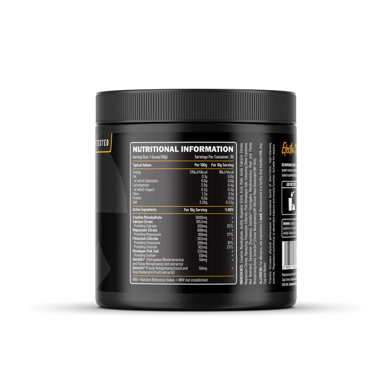 Efectiv Hybrid Creatine and Hydration | 5grams Creatine Monohydrate | Added Electrolytes | Increased Absorption | Produces Increased Levels of ATP | 30 Servings | 300 Grams (Fresh Orange) Fresh Orange