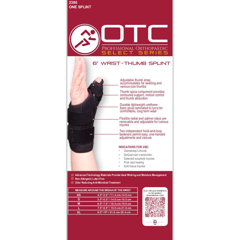 OTC Wrist-Thumb Splint, 6-Inch, Select Series, Small (Right Hand) 6 Inch (Right Hand)