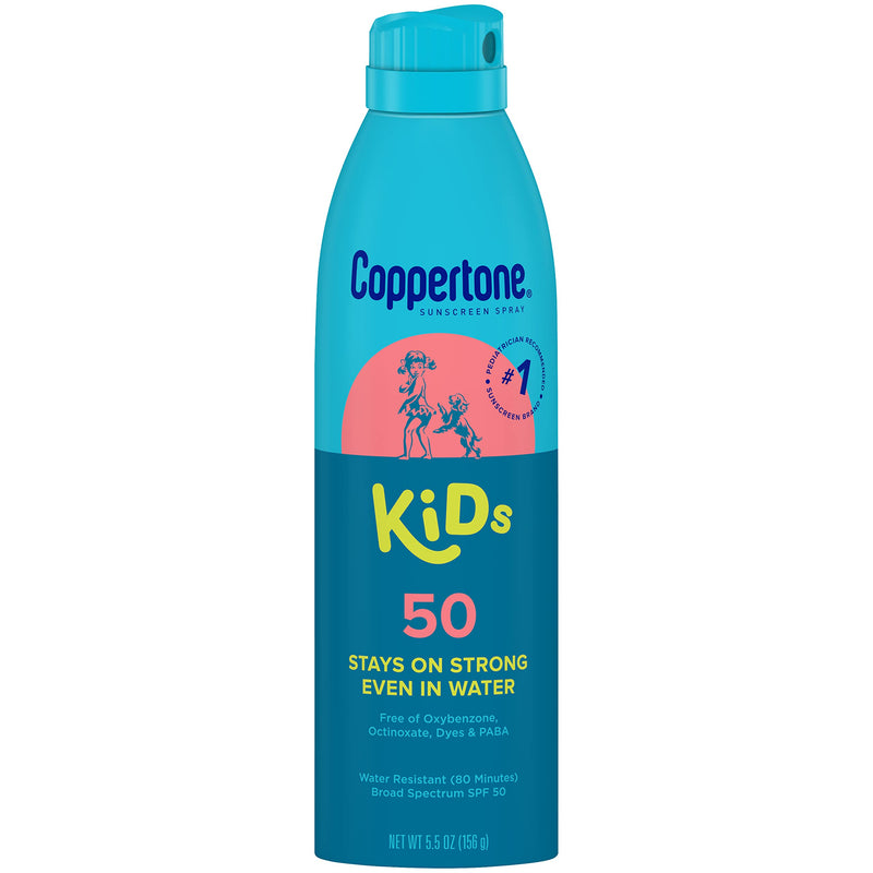 [Australia] - Coppertone Sunscreen Spray SPF 50, Broad Spectrum, Water Resistant for Kids, #1 Pediatrician Recommended Brand, 5.5 Ounce (Pack of 2) 