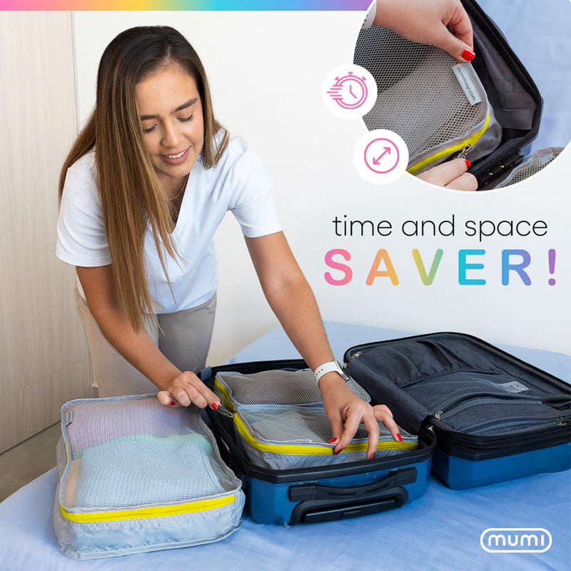 MUMI Packing Cubes for Travel - 5 Set Luggage Organizer Bags, Pink | Travel organizer bags for suitcases, carry on and backpack; holds clothes, kids items and accessories