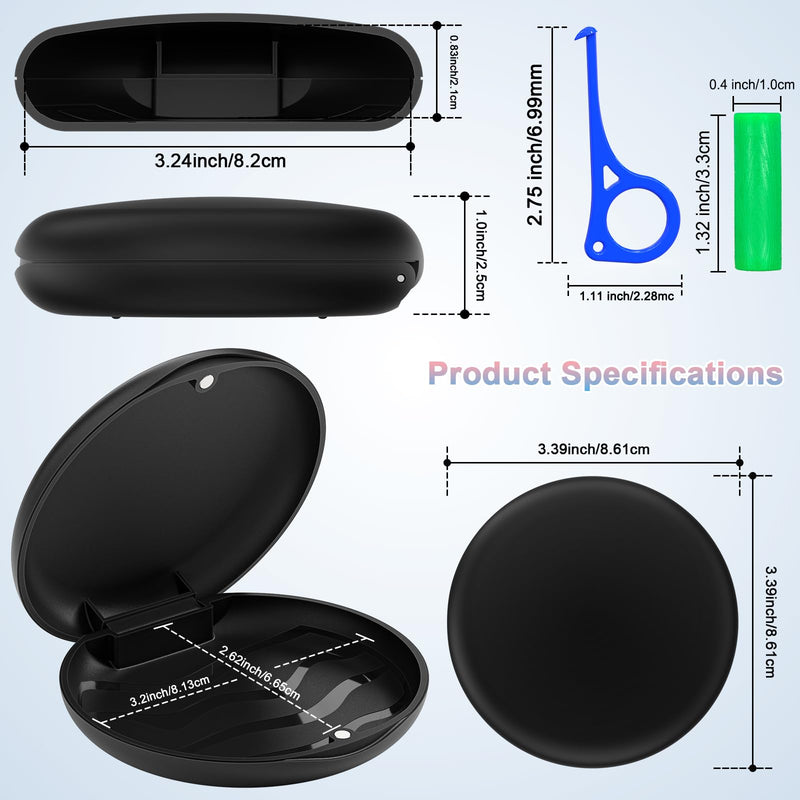 Retainer Case, Slim Aligner Case, Night Mouth Guard Case, Premium Denture Case with Retainer Removal Tool and Chewy, for Disassembly of Oral Care, Black (Black, Pack of 1)
