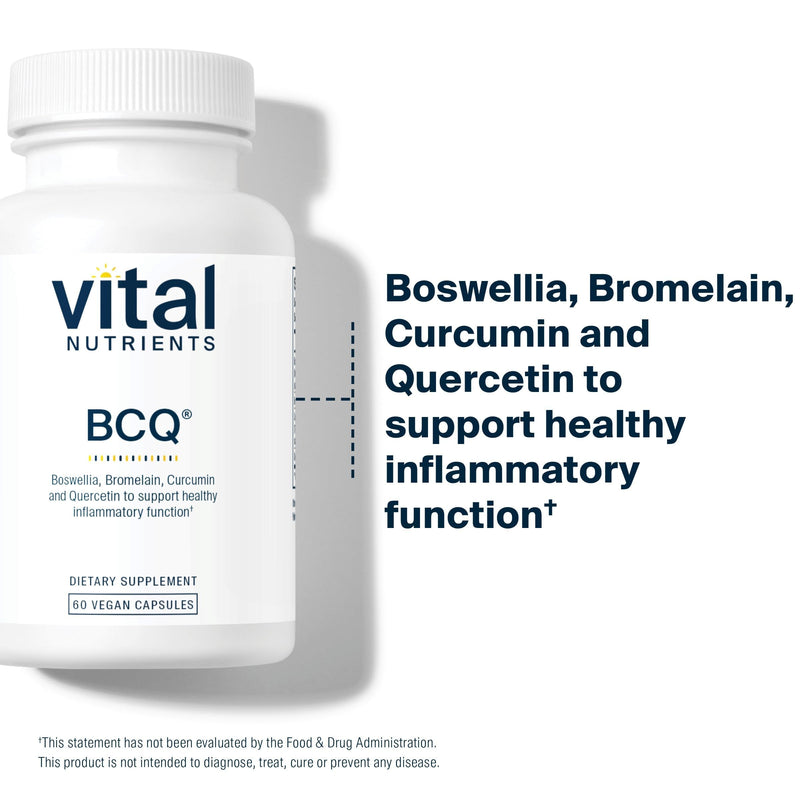 Vital Nutrients BCQ | Vegan Boswellia, Bromelain, Curcumin & Quercetin Supplement | Joint Support Supplement | Supports Sinus & Digestive Health | Gluten, Dairy, Soy Free | 60 Capsules 60 Count (Pack of 1)