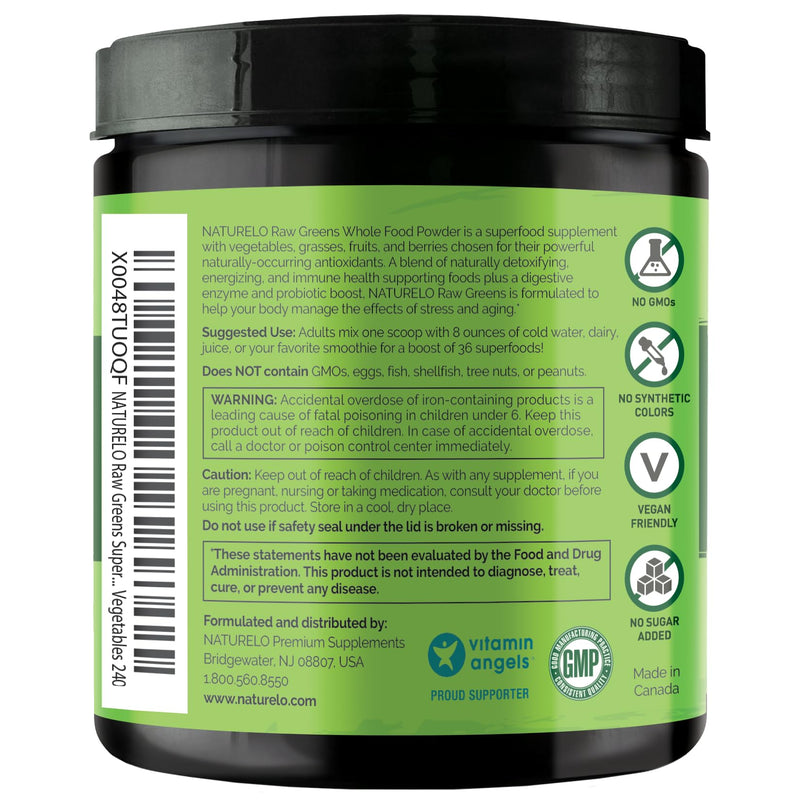 [Australia] - NATURELO Raw Greens Superfood Powder - Mixed Berry - Boost Energy, Detox, Enhance Health - Organic Spirulina - Wheat Grass - Whole Food Nutrition from Fruits & Vegetables - 240 Grams 8.5 Ounce (Pack of 1) 