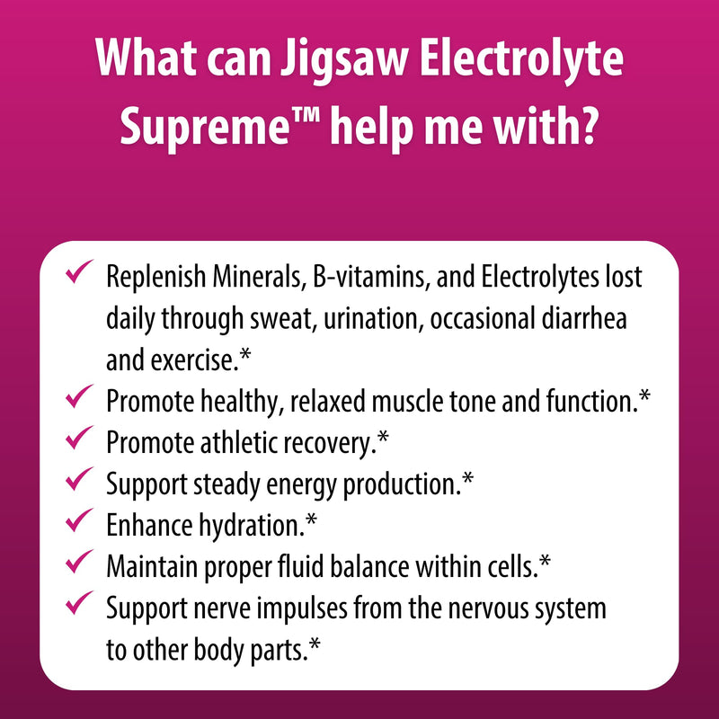 Jigsaw Health Electrolyte Supreme | Broad Spectrum of Electrolytes + Trace Minerals | Berry-Licious Flavor | 60 Servings (Packets)