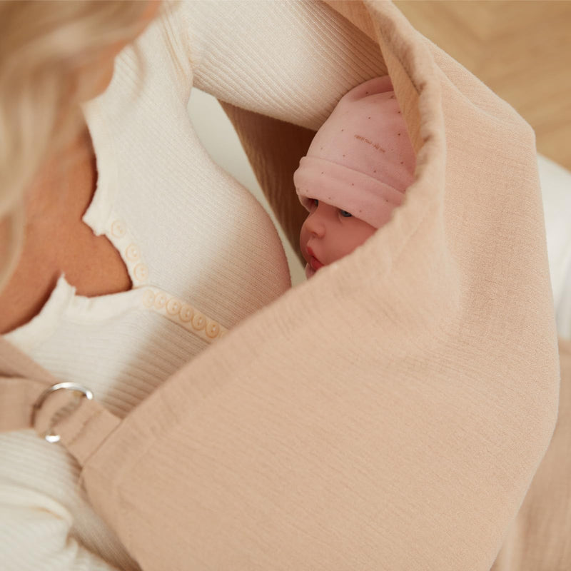 [Australia] - PPOGOO Muslin Nursing Cover for Baby Breastfeeding, Breathable Privacy Nursing Covers for Mom 100% Cotton Breastfeeding Cover with Rigid Hoop for Mother Nursing Apron (Brown) BRZ-Brown 