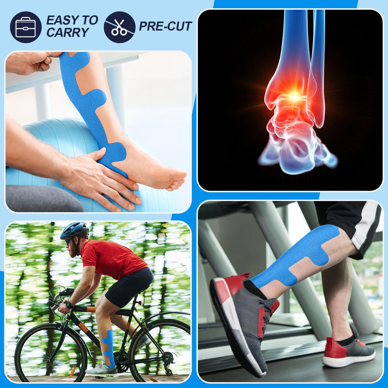 [Australia] - 50 Pcs Achilles Tendonitis Kinesiology Tape Precut Achilles Tendon Tape for Relief Pain Muscle Support Sport(Blue) Blue 