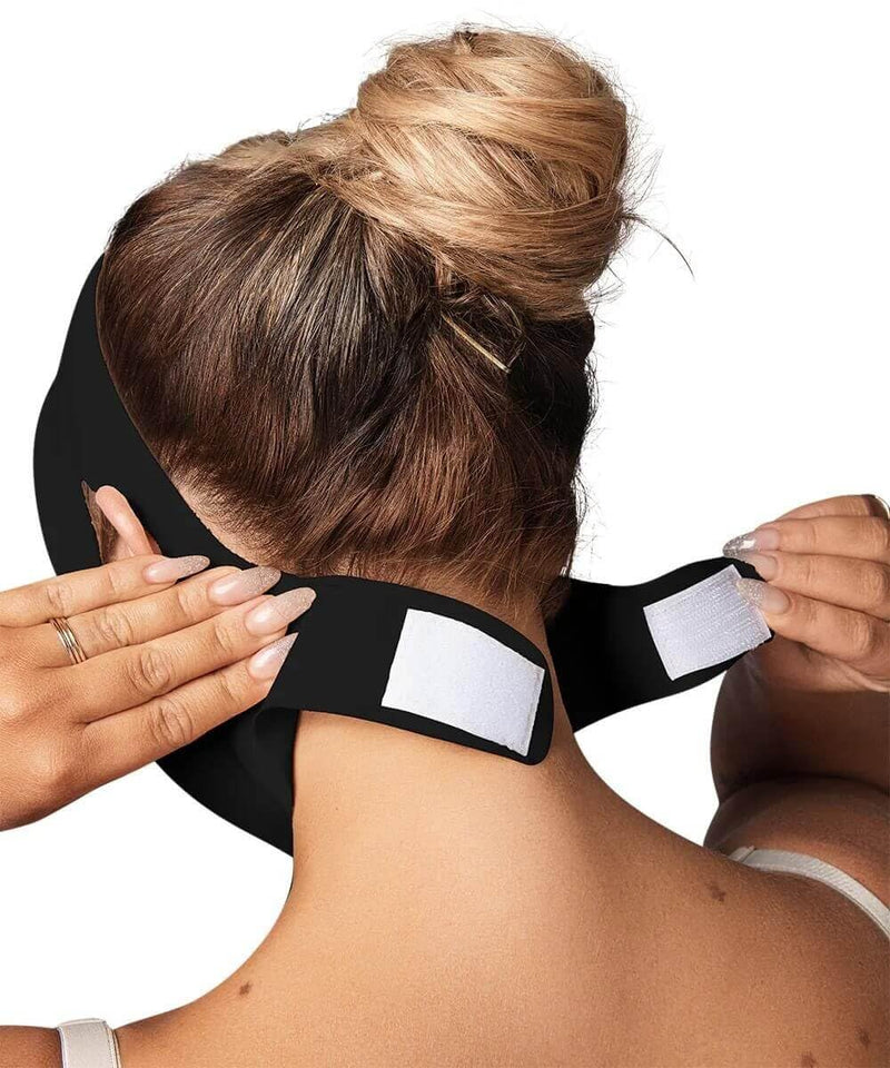 Forma Tu Cuerpo Chin Strap for Sleeping - Face Slimming Double Chin Reducer, V Line Lifting Mask, Jawline Shaper for Women, Face Compression Garment After Chin Lipo, Post Surgical Chin Strap BLK One Size Black
