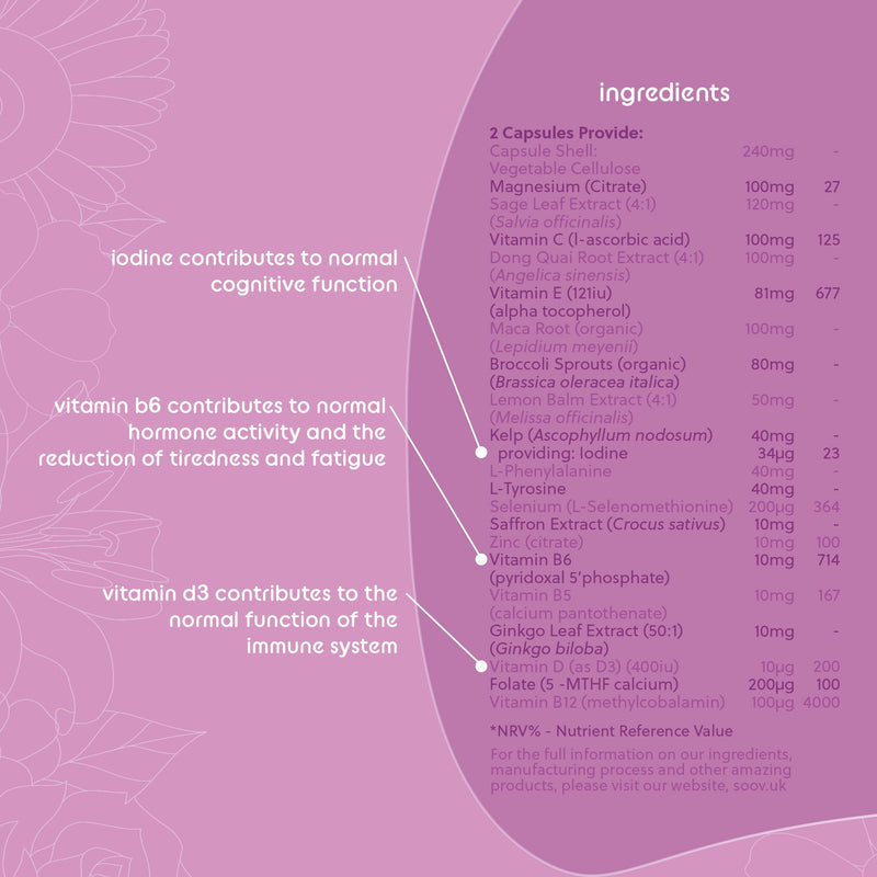 Soov Flow - Women's Multivitamin Supplement - Hormonal Balance, Skin & Cognitive Support - Vegan & UK Manufactured