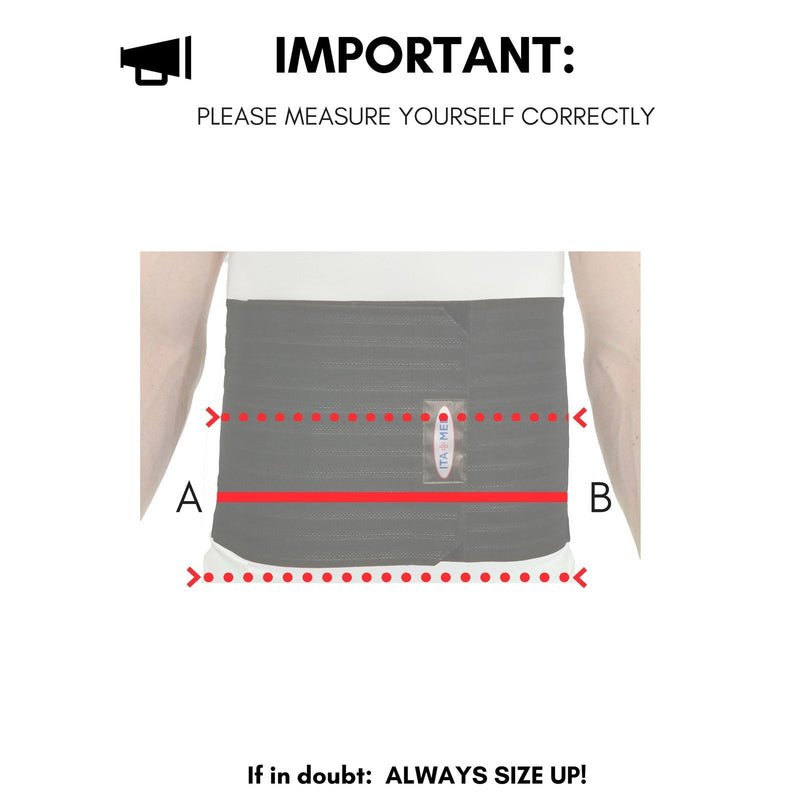 ITA-MED Men's Breathable Elastic Abdominal Binder for Post-Surgery Recovery & Umbilical Hernia Support, 9” Wide, Body-Shaping Effect, Made in USA, Black (Small) Small (Pack of 1)