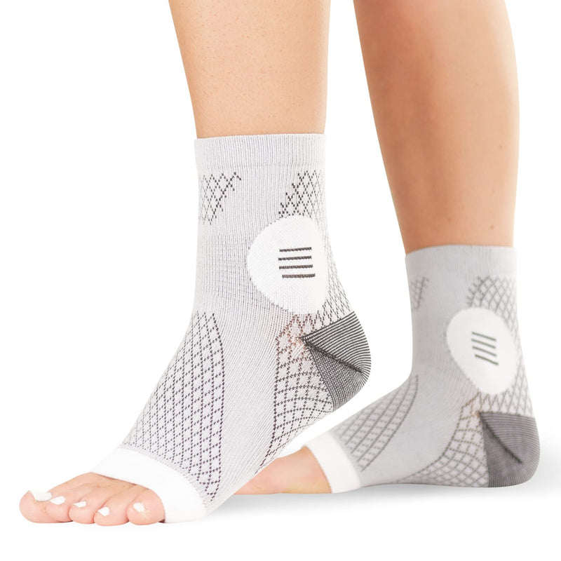 BraceAbility Neuropathy Socks for Women and Men - Toeless Compression Foot Neuropathy Socks, Peripheral Neuropathy Socks, Diabetic Neuropathy Socks, Arthritis Socks (M - Gray) Medium