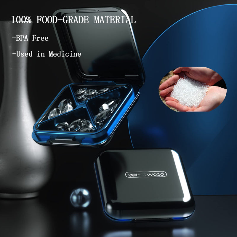 [Australia] - Small Pill Box,Pill Case,Pill Organizer,Travel Waterproof Portable Pocket Pill Box Medicine Organizer,Daily Pill Container for Purses Compact Travel Medicine Holder for Vitamins Medication Black Small 