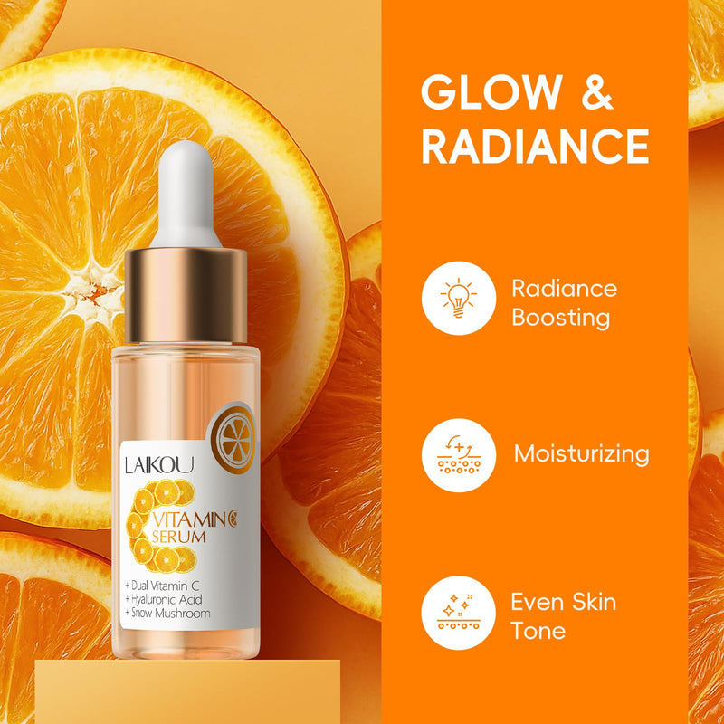 LAIKOU Skin Care, Vitamin C Skin Care Set, Facial Skin Care Products | Cleanser, Eye Cream, Toner, Serum, Face Cream, Lip Mask, Eye Mask, Glowing Mask for Women Birthday Mother's Day Christmas 11pcs