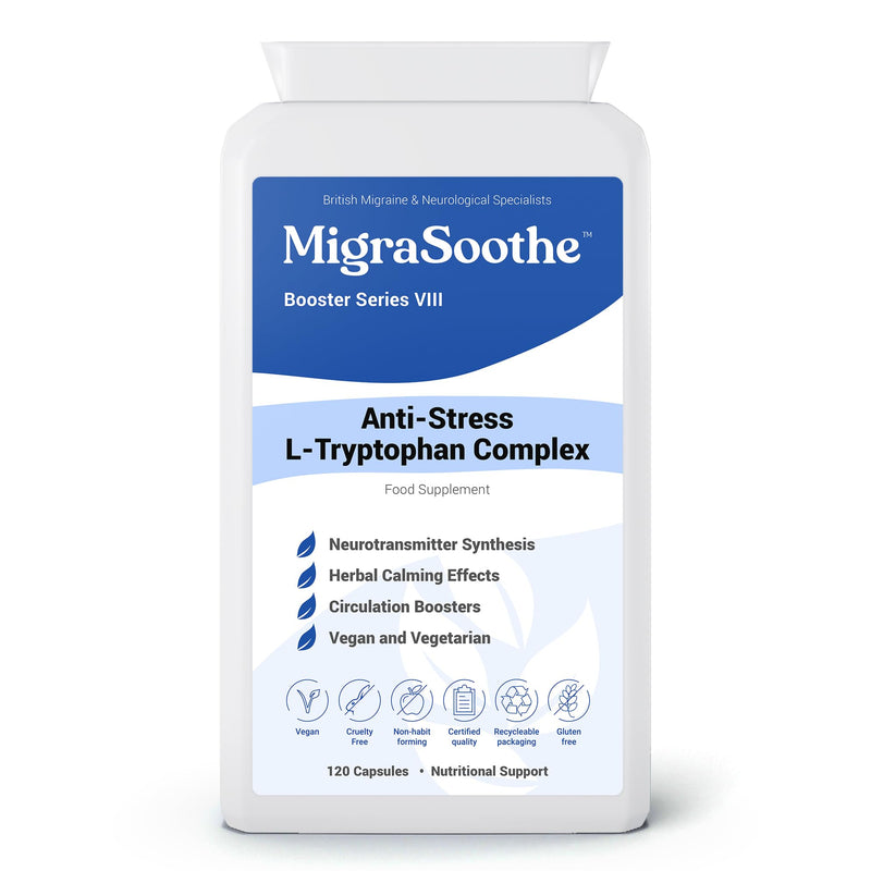 L-Tryptophan Complex Booster Series VIII – Anti-Stress Formula for Migraine Calm and Relaxation – 120 Vegan Capsules (120)