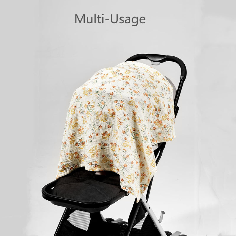 [Australia] - insular Muslin Nursing Cover for Breastfeeding, Breathable Privacy Nursing Covers with Arch Neckline for Mom, Soft Cotton Multi-use Nursing Apron, Khaki 