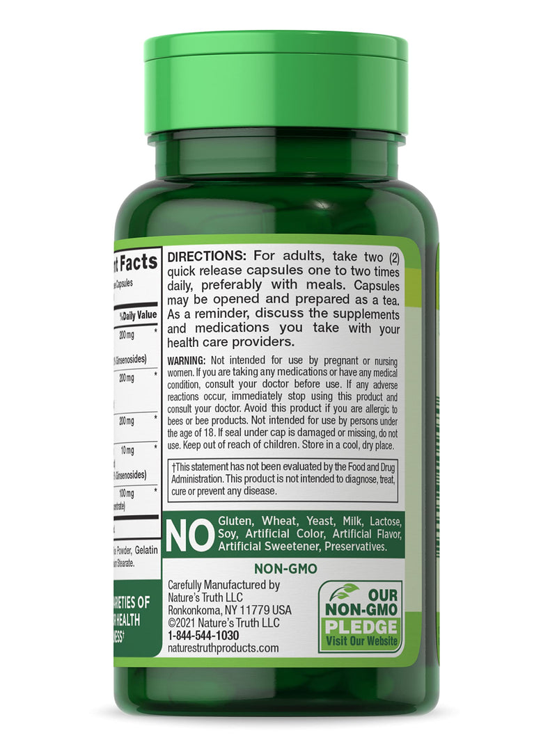 [Australia] - Super Ginseng Complex | 60 Capsules | with Royal Jelly | from Ginseng Extract | Non-GMO, Gluten Free Supplement | by Nature's Truth 