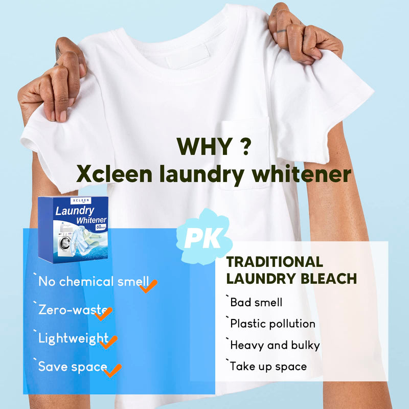[Australia] - Laundry Whitener Sheets 60 count, Chlorine Free, Fragrance Free Bleach for White Clothes, Safe for Use in All Washing Machines Unscented 