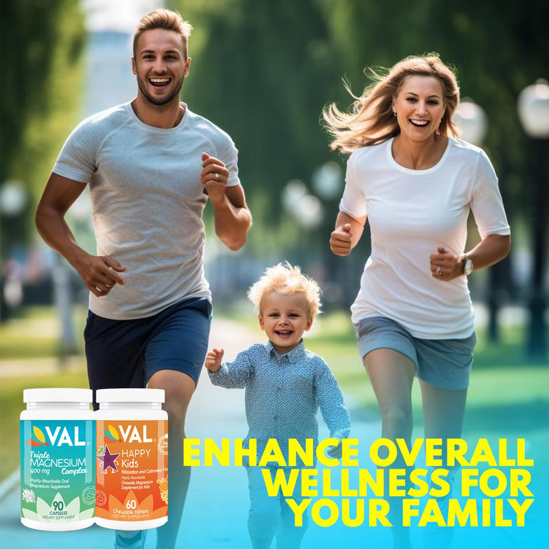 Parents and Kids Wellness Bundle - Triple Magnesium Complex for Adults & Fun Chewables for Kids - Enhanced with Vitamin B6 for Optimal Health